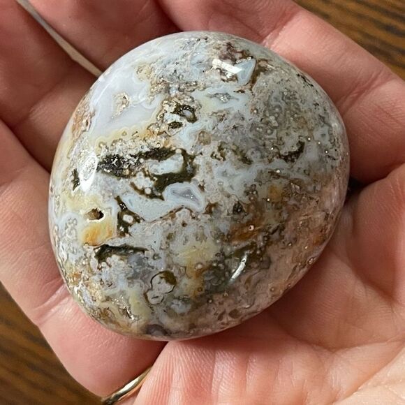 Ocean Jasper palm stone crystal white natural green brown druzy moss agate agati - Picture 5 of 9